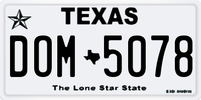TX license plate DOM5078