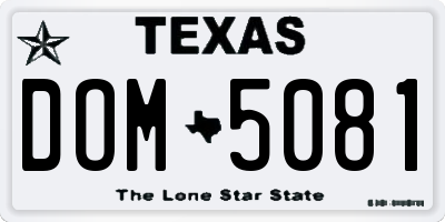 TX license plate DOM5081