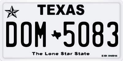 TX license plate DOM5083
