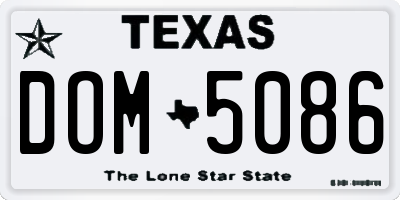 TX license plate DOM5086