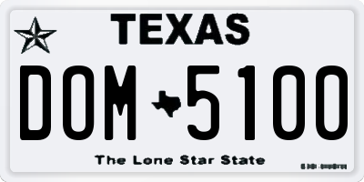 TX license plate DOM5100