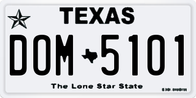 TX license plate DOM5101