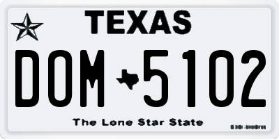 TX license plate DOM5102
