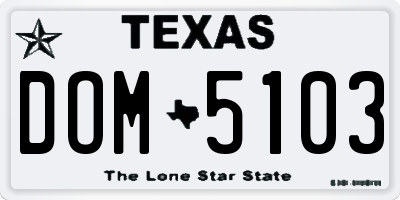 TX license plate DOM5103