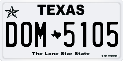 TX license plate DOM5105