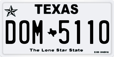 TX license plate DOM5110