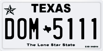 TX license plate DOM5111