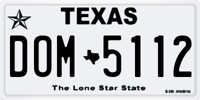 TX license plate DOM5112