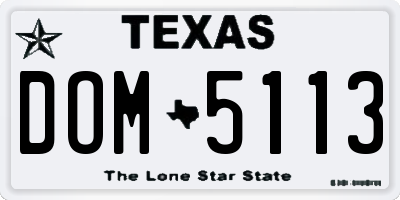 TX license plate DOM5113