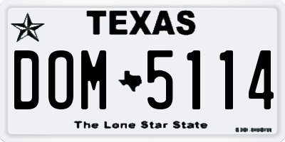 TX license plate DOM5114