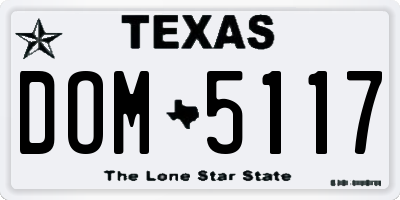 TX license plate DOM5117