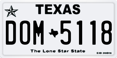 TX license plate DOM5118