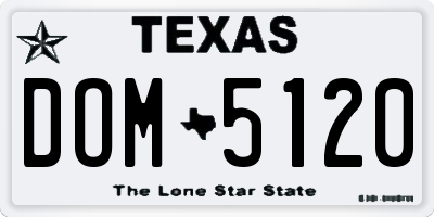 TX license plate DOM5120