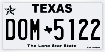 TX license plate DOM5122