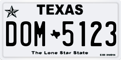 TX license plate DOM5123