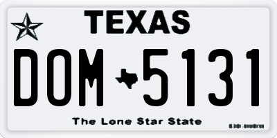 TX license plate DOM5131