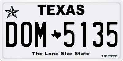 TX license plate DOM5135