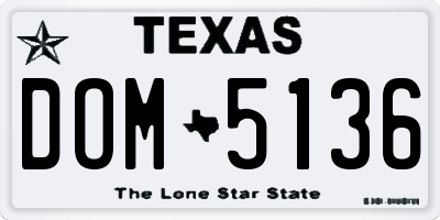 TX license plate DOM5136