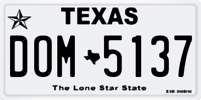 TX license plate DOM5137