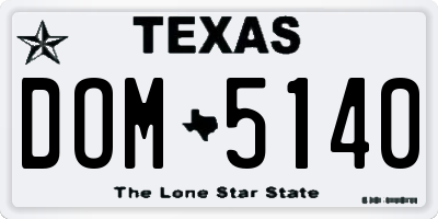 TX license plate DOM5140