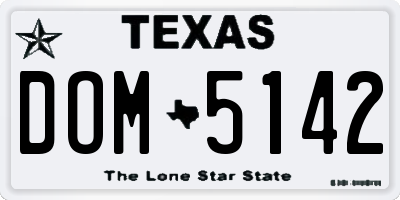 TX license plate DOM5142