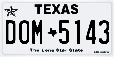 TX license plate DOM5143