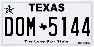 TX license plate DOM5144
