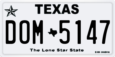 TX license plate DOM5147