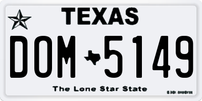 TX license plate DOM5149