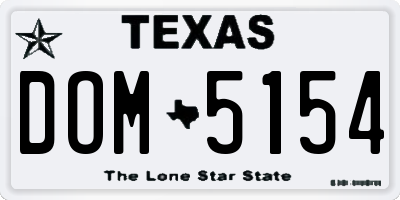 TX license plate DOM5154