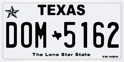 TX license plate DOM5162