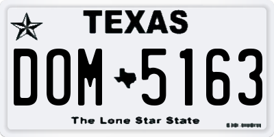 TX license plate DOM5163