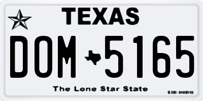 TX license plate DOM5165