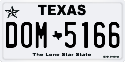 TX license plate DOM5166