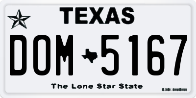TX license plate DOM5167