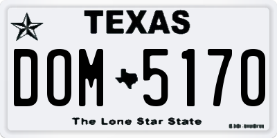 TX license plate DOM5170
