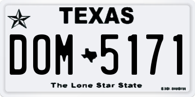 TX license plate DOM5171