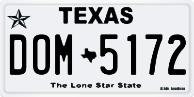 TX license plate DOM5172