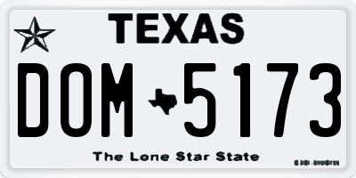 TX license plate DOM5173