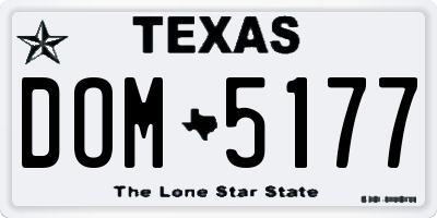 TX license plate DOM5177
