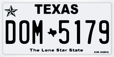 TX license plate DOM5179