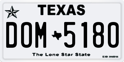 TX license plate DOM5180