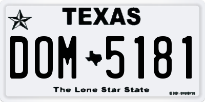 TX license plate DOM5181