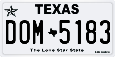 TX license plate DOM5183