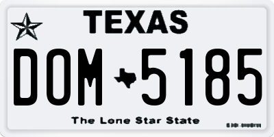 TX license plate DOM5185