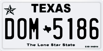 TX license plate DOM5186