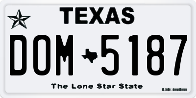 TX license plate DOM5187