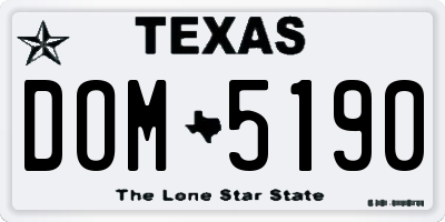 TX license plate DOM5190