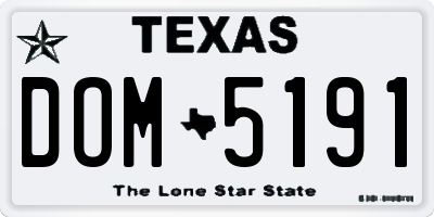 TX license plate DOM5191