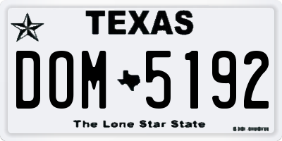 TX license plate DOM5192